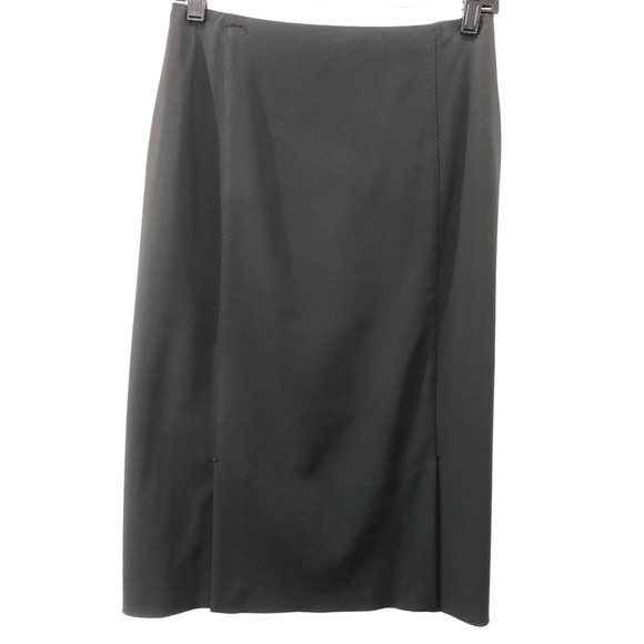 PRADA Size 42 EUR 8 US Black Flat Front Career A-Line Midi Skirt Acetate Blend - Picture 1 of 10